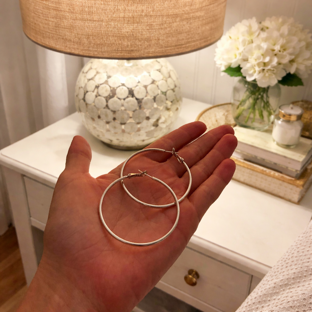 Store Klassiske Hoops — Sterling Sølv