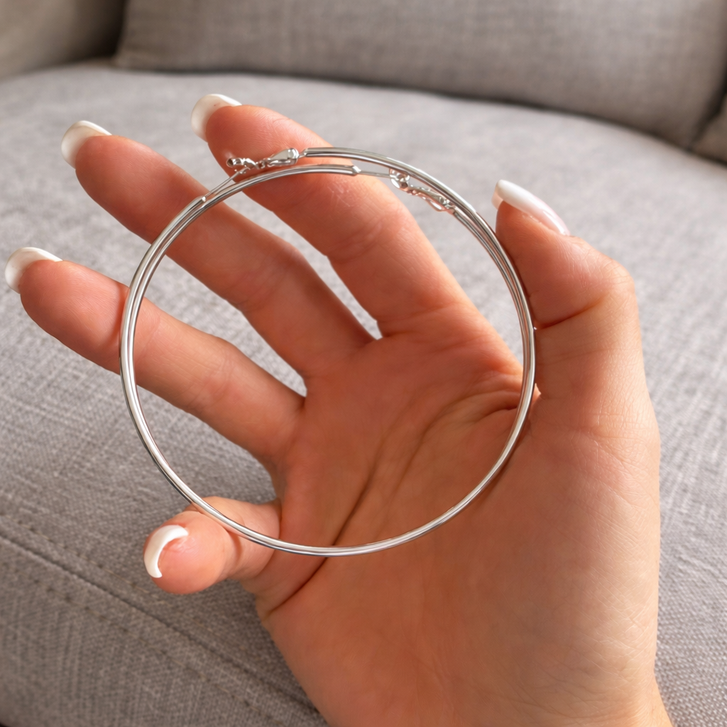 Store Klassiske Hoops — Sterling Sølv