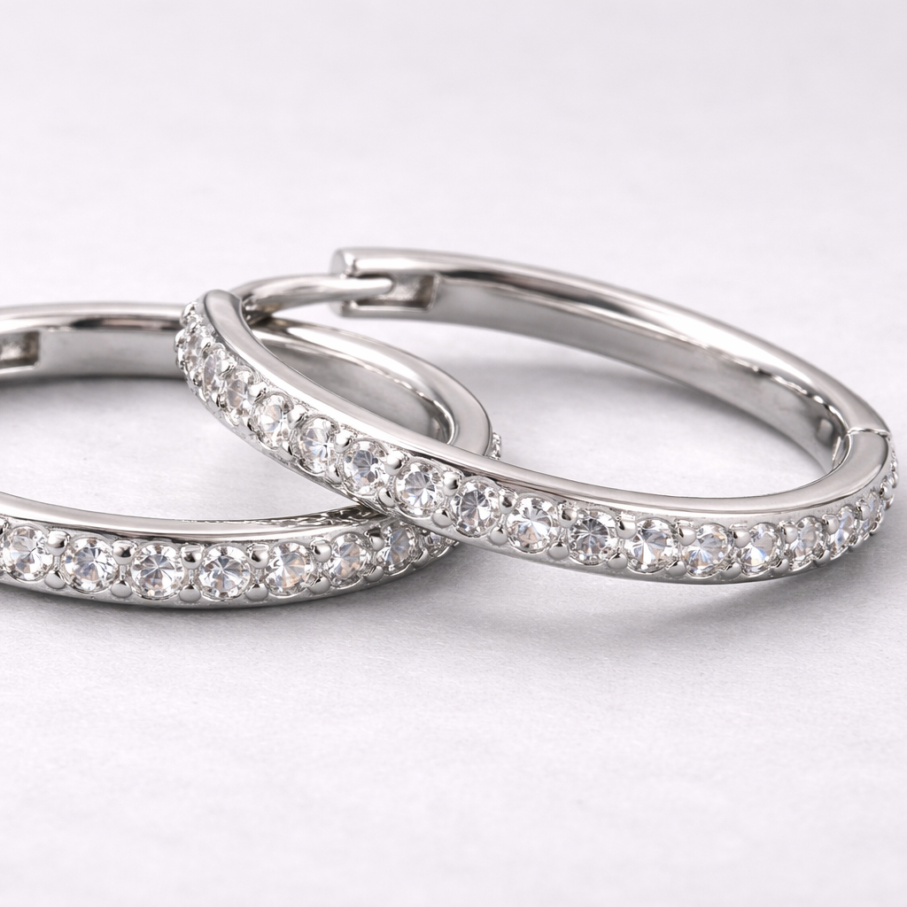 Zirkonia Hoops — Sterling Sølv