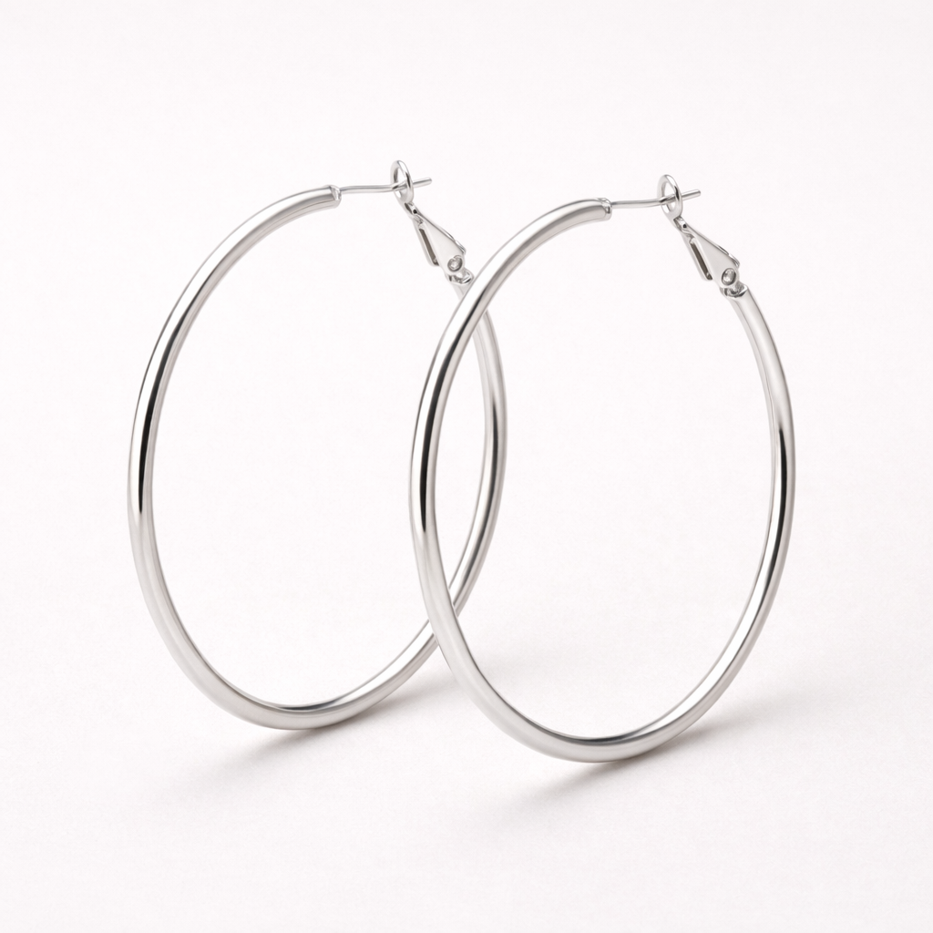 Store Klassiske Hoops — Sterling Sølv